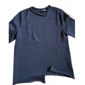Isabelle Baines Handmade 100% Merino Wool Dark Gray long sleeve knit top